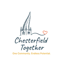 Chesterfield Together logo: a sketch of the Crooked Spire with a flowing line ending in a heart